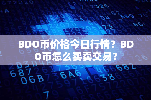 BDO币价格今日行情？BDO币怎么买卖交易？